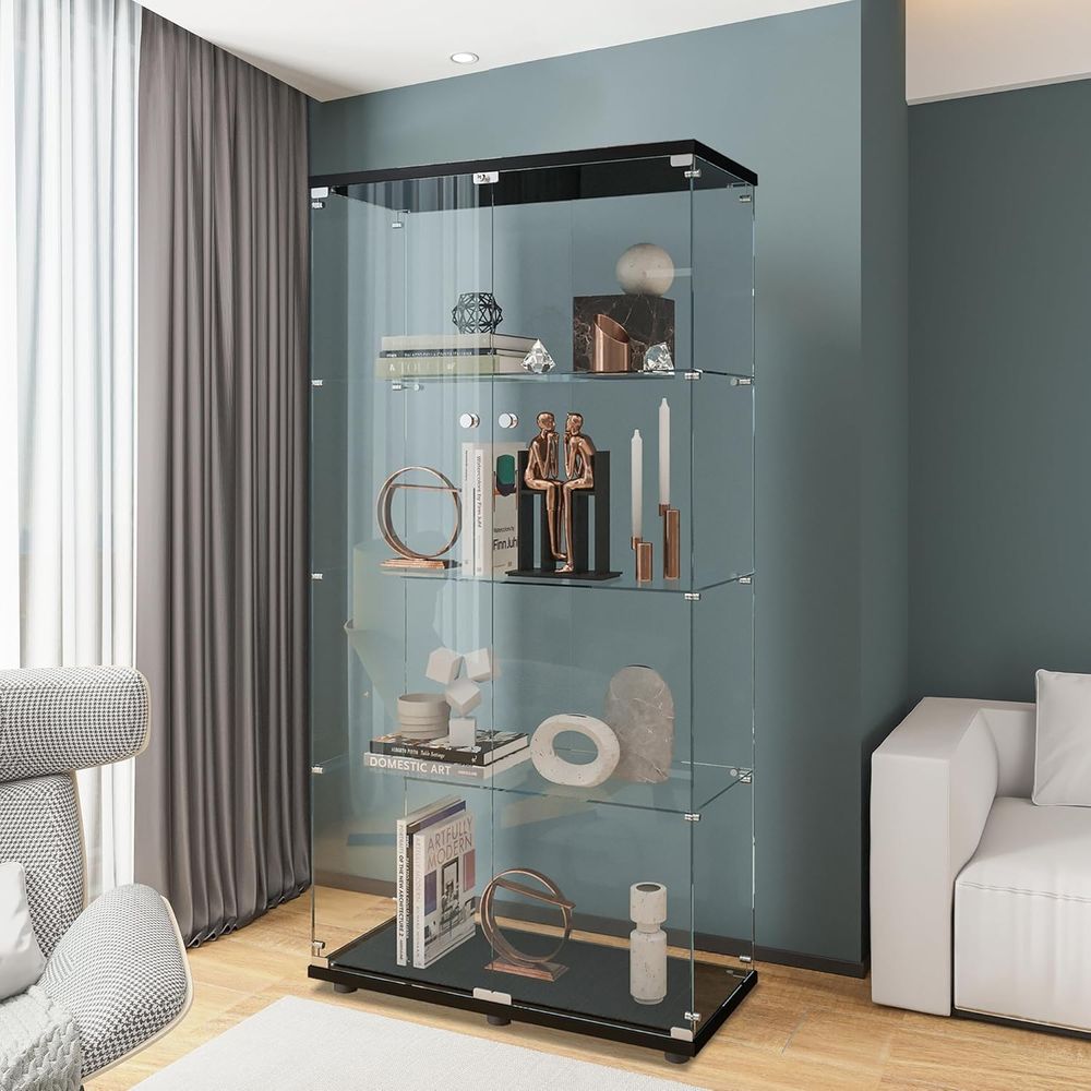 Glass Cabinet Display - Black Floor Standing Glass Display Cabinet