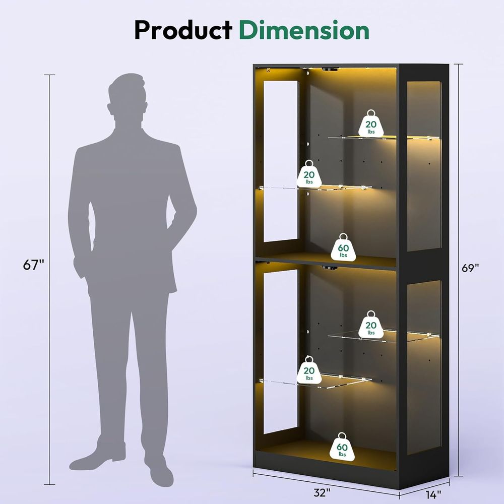 69 LED-Lit Glass Display Cabin - Glass Cabinet Display recensione e prezzo