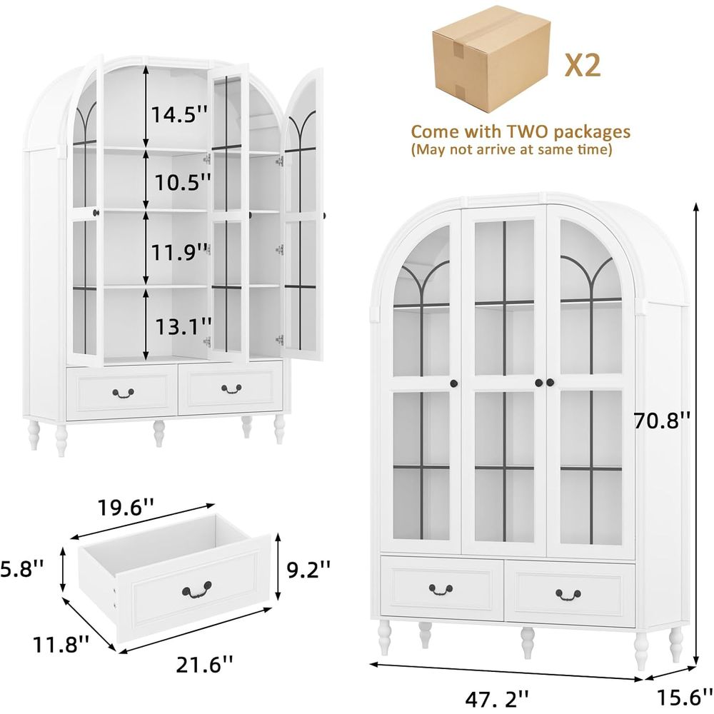 70.8 Tall Arched Kitchen Pantr - Glass Cabinet Display recensione e prezzo
