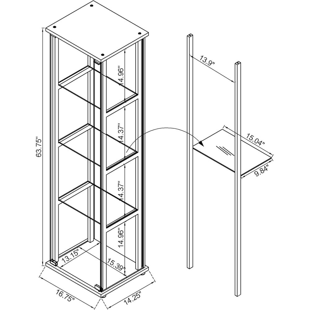 64-inch 5-Tier Clear Glass Cur - Glass Cabinet Display recensione e prezzo