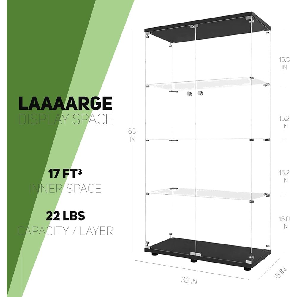 Black Floor Standing Glass Dis - Glass Cabinet Display recensione e prezzo