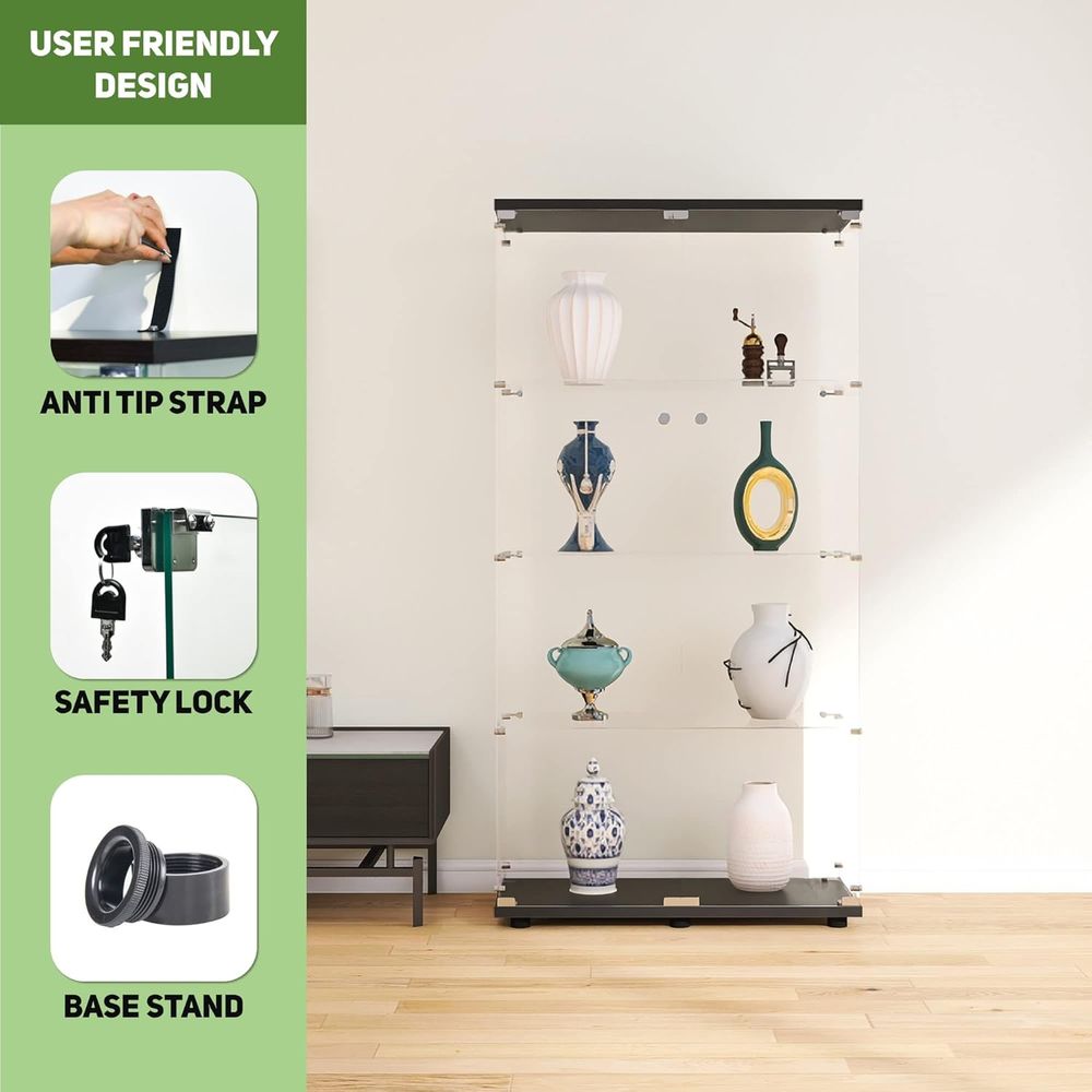 Black Floor Standing Glass Dis - Glass Cabinet Display recensione e prezzo