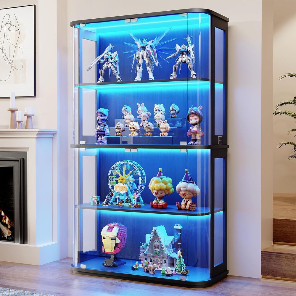 4-Tier Glass Display Cabinet w - Glass Cabinet Display recensione e prezzo