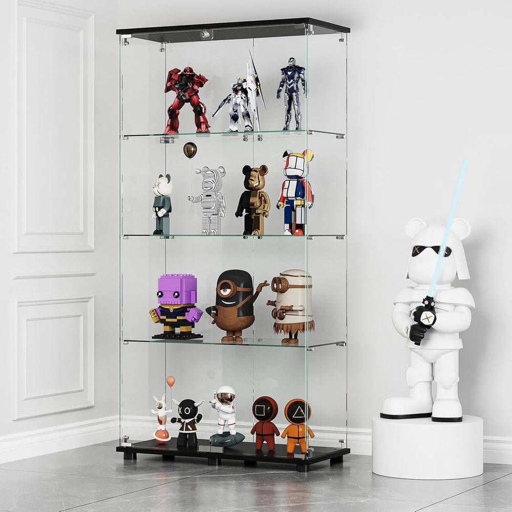 4-Shelf Double Door Lockable G - Glass Cabinet Display recensione e prezzo