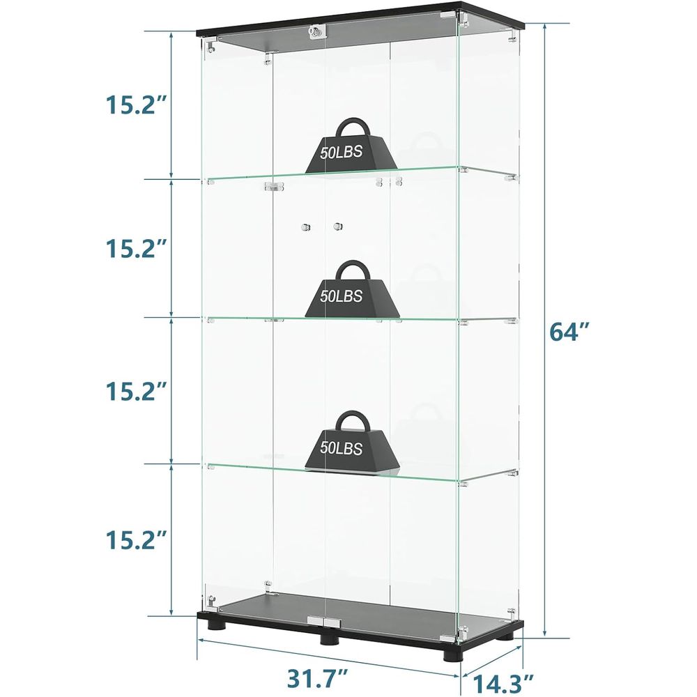4-Shelf Double Door Lockable G - Glass Cabinet Display recensione e prezzo