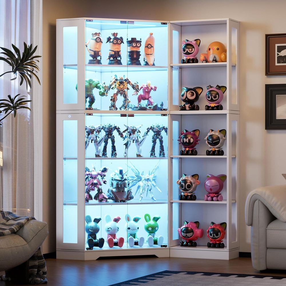 White LED-Illuminated Glass Di - Glass Cabinet Display recensione e prezzo