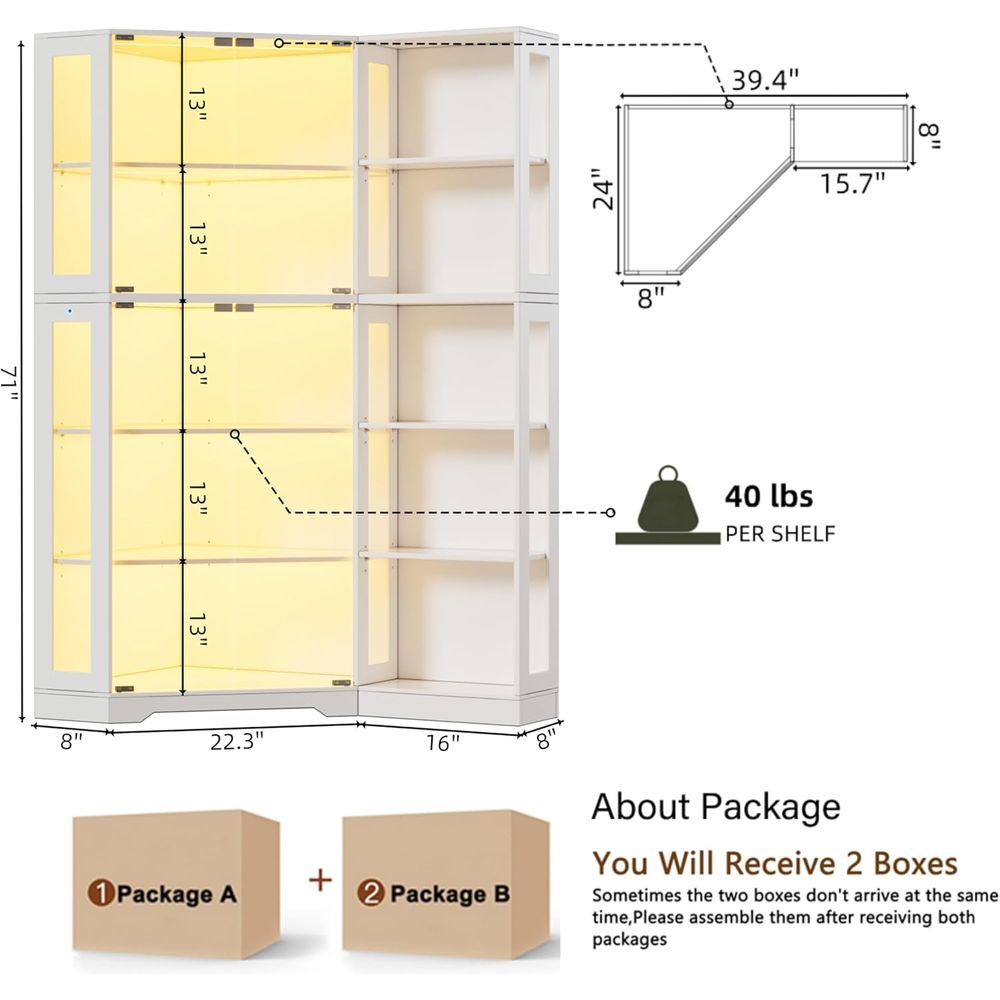 White LED-Illuminated Glass Di - Glass Cabinet Display recensione e prezzo