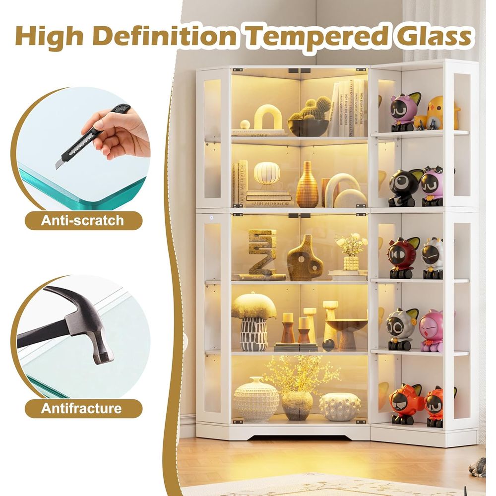 White LED-Illuminated Glass Di - Glass Cabinet Display recensione e prezzo