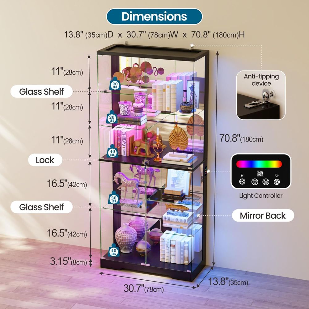 10-Tier Lockable Glass Display - Glass Cabinet Display recensione e prezzo