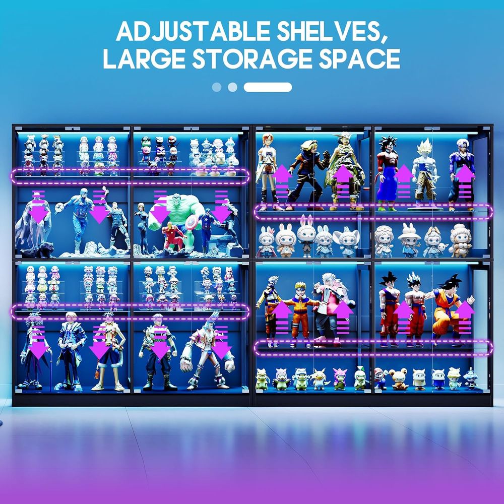 4-Tier LED-Lit Glass Shelf Cab - Glass Cabinet Display recensione e prezzo
