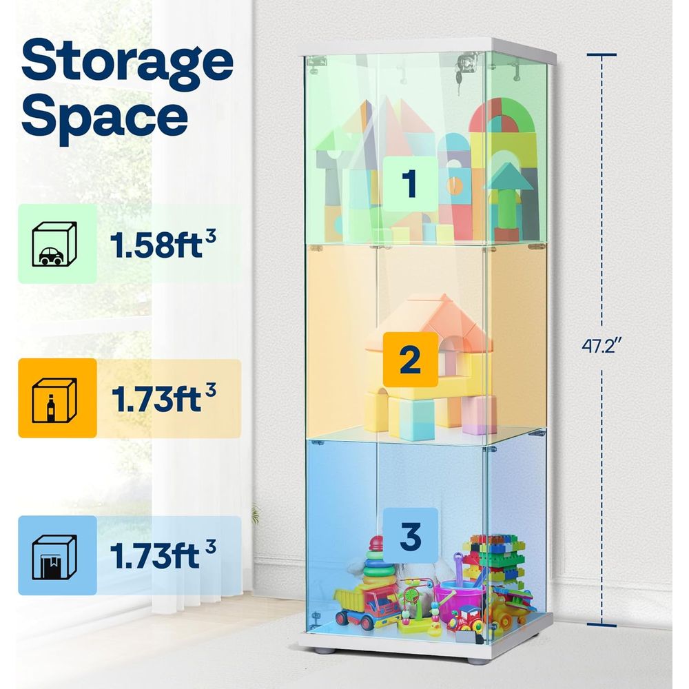 15.7W x 15.7D x 47.2H Tempered - Glass Cabinet Display recensione e prezzo