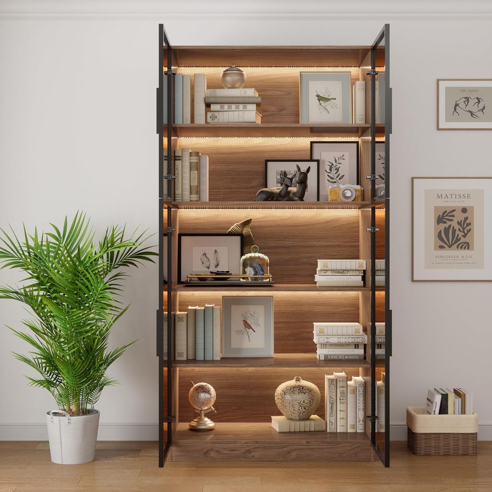 78.7 LED-lit 5-Tier Glass Door - Glass Cabinet Display recensione e prezzo