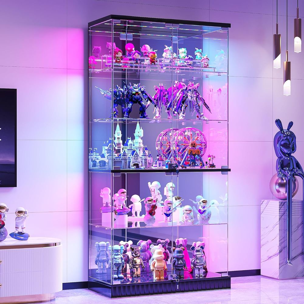 LED-Illuminated 5-Tier Lockabl - Glass Cabinet Display recensione e prezzo