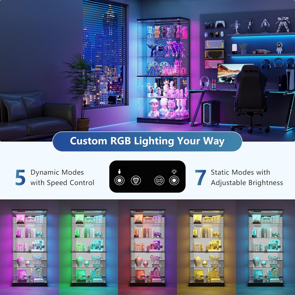 LED-Illuminated 5-Tier Lockabl - Glass Cabinet Display recensione e prezzo