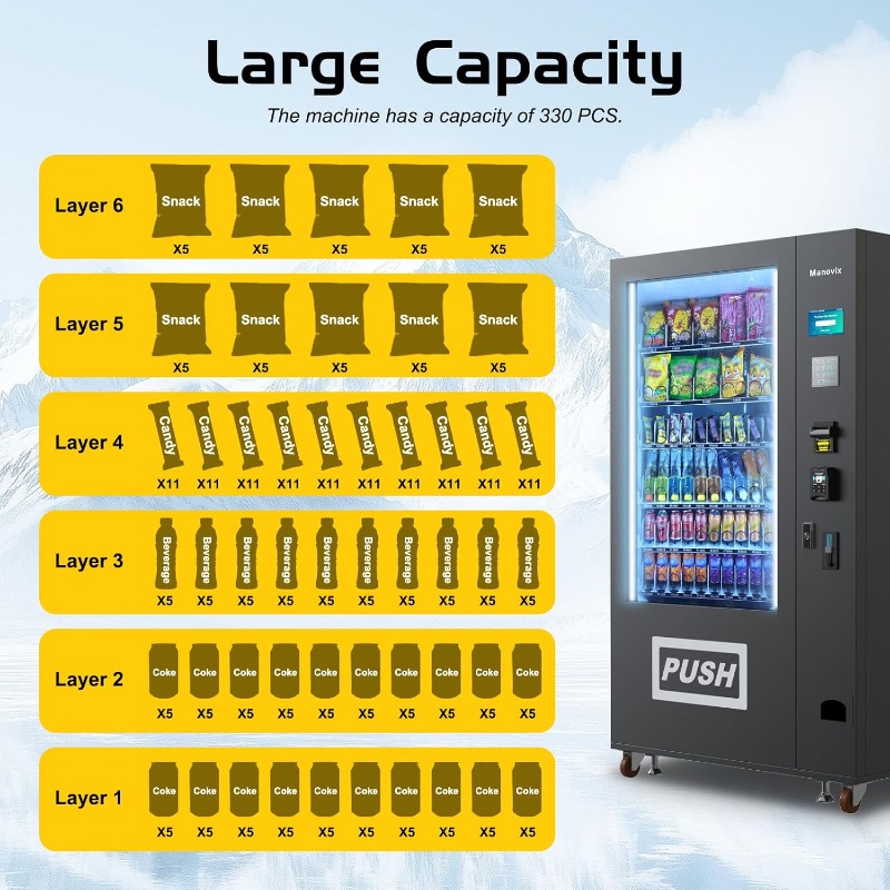 Customized Large 60 Slots Snac - Bill Acceptor Vending recensione e prezzo