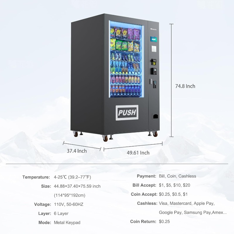 Customized Large 60 Slots Snac - Bill Acceptor Vending recensione e prezzo