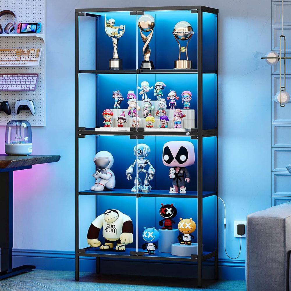 65 LED-Lit Glass Display Cabin - Glass Cabinet Display recensione e prezzo