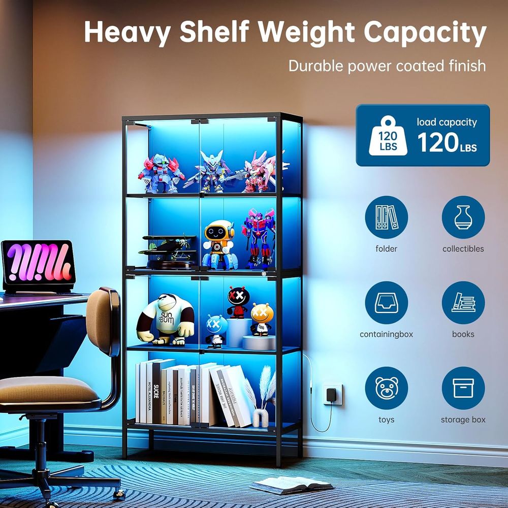 65 LED-Lit Glass Display Cabin - Glass Cabinet Display recensione e prezzo