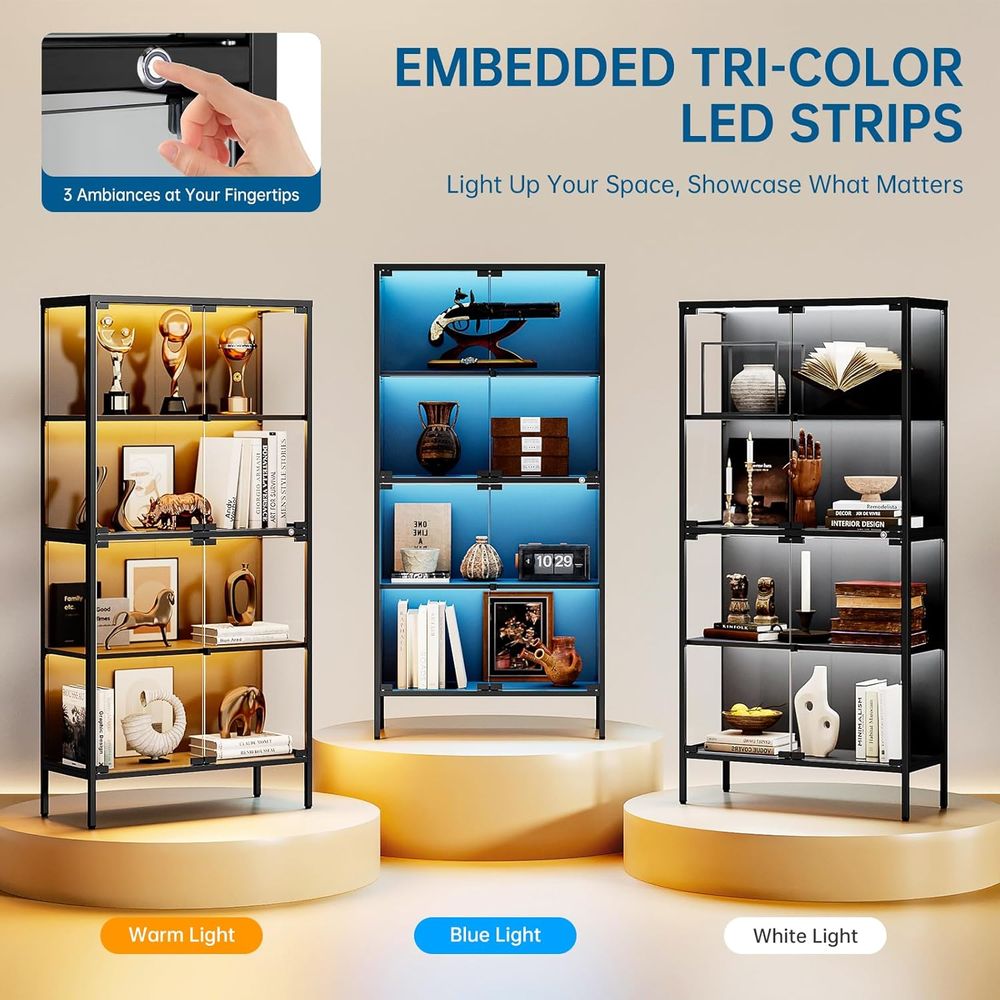65 LED-Lit Glass Display Cabin - Glass Cabinet Display recensione e prezzo